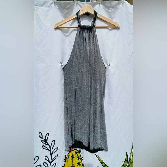 Elegant Silver Halter Mini Dress - Picture 2 of 5